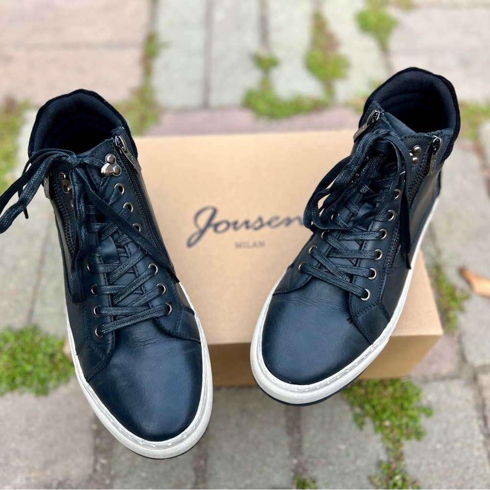 Joussen Men's Black High-Top Lace & Zip Sneakers - Picture 2 of 8